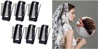 OLLIVOO 6 Pc Chunni Dupatta Clips with Safety Pin, 10-Teeth Strong Chunni Grip Hair Pin