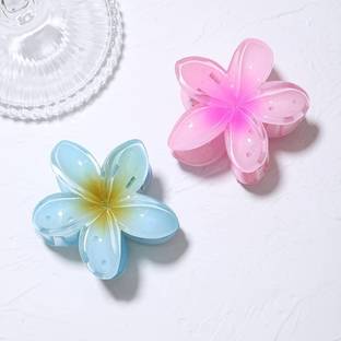 ASA 2Pcs Large Glossy Plumeria Flower Hair Clutcher Hair Claw