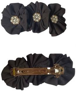 DressTooMatch Fabric Stylish Flower Hair Clips/Back Pin (3.07inch) - Black Hair Clip