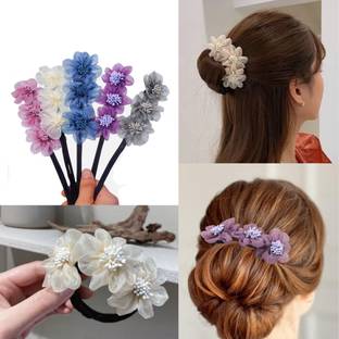 OLLIVOO 2-Pc Korean Head Flower Lazy Bun Maker Curler Hair Easy to Use Spring Bun