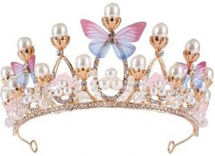 DZOVAG Butterfly Princess Tiara Headband Girls Crown for Girls Hair Clip