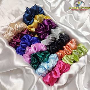 A ONE STAR Pure Silk Scrunchies Hair Tie Elastic Set of 10 pcs Rubber Band (Multicolor) Rubber Band
