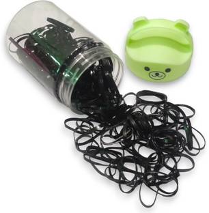 Creeknest Premium Quality Unisex Daily Use Cute Little Bottle with Colorful Disposable Hair Ties Ponytail Soft Elastic Rubber Hair Band (200 Pcs) Rubber Band