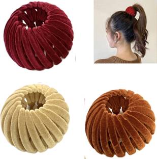 Fezzalo 3 Pcs Bird Nest Magic Hair Clip/ Expandable Hair Bun Maker/ Bun Clip Valvet Bun Clip