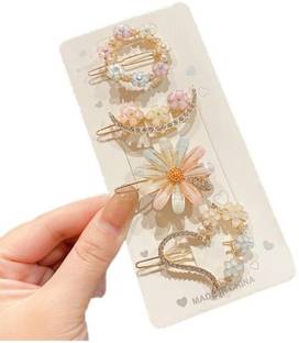 LS ENTERPRISES Women Korean Crystal Rhinestone Hair Clips for girls pack of 4 (multicolour) Hair Pin
