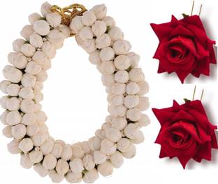 Kaima Combo of Artificial Hair Bun Gajra and Rose Juda Hair Clip Hair Accessory Bun Clip