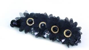 Myra Collection Banana Hair Clip Flower Hair Accessories for women (Black) Banana Clip