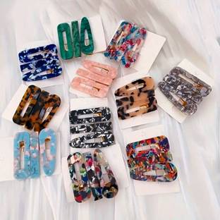 Myra Collection Rectangle Hair Clips BB Clips Leopard Pattern Hair Clips For Women Pack of 33 Hair Clip