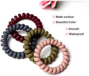 Belicia Spiral Hair Ties No Crease, Colorful Traceless Hair Ties, Elastic Coil Hair Ties for Women Girls, Matte Phone Cord Hair Ties, Waterproof Hair Coils for for Any Kinds of Hair PACK OF 5 Rubber Band