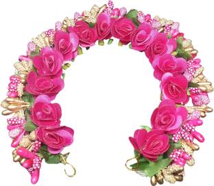 ANVIK Fancy Party Bridal Wedding Fabric/Artificial Flower Bun Hair Accessory Set