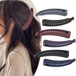 Truvic Non Metal Banana Hair Clips Daily Use Multicolour (Pack of 6) Banana Clip