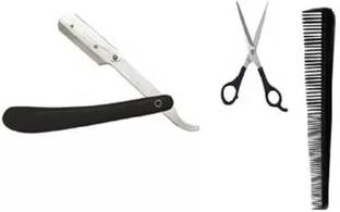 AVEU scissor comb - Stainless Steel Straight Edge Barber Folding Shaving Razor Hair Accessory Set