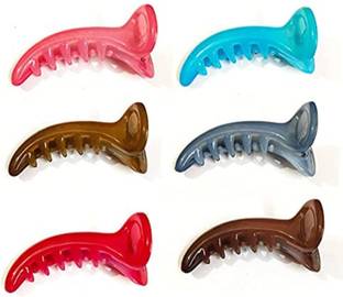 DN Creation Set of 6 Random Color Banana Hair Clutcher Mirchi Hair Clip Banana Clip