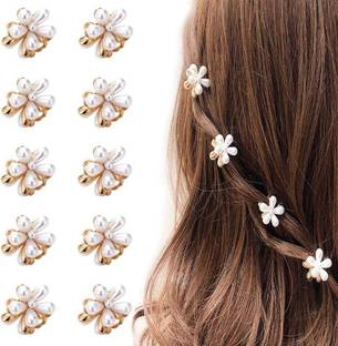 Kp cresations 10 pcs Mini Pearl Daisy flower hair claw clip for girl and women Hair Clip
