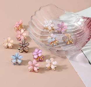 SIA VENDORS (10)_Colorful_Daisy_Pearl Cute Ponytail Holder pins Set (multi Color) Hair Extension