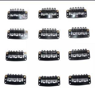 Growth 12pcs Black Snap Clip For Hair Extension wig weft 32mm (Black) Hair Clip