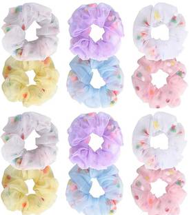 navjai 12pcs Hair Scrunchie Elastic Ponytail Holder Mesh Scrunchy Hair Tie Elastic Rope Rubber Band