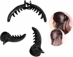 MANMORA SMALL SIZE BLACK COLOR HAIR BANANA CLIP FOR GIRLS PACK OF 3 Banana Clip