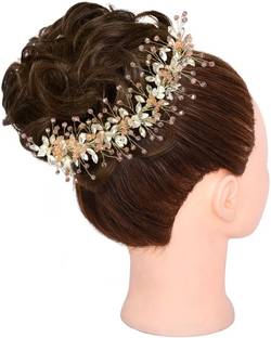 SAMYAK Wedding Hair Pins | Crystal & Pearl Beaded Hair Vine For Bridal Bridesmaid Hair Pin