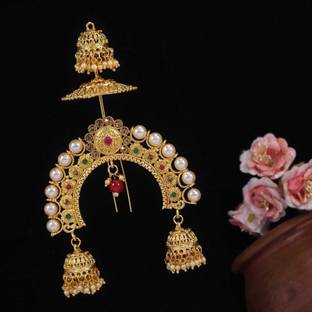 sharneshwar Gold Plated Traditional Maharastrian Jewellery Aambada Juda Pin Hair Brooch Bun Clip