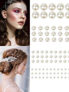 Kaima Pearl Stone Sticker Hair Accessories for Wedding Hair Bindi for Women (200 PCS) Hair Tattoo/Sticker