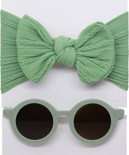 SYGA Bow Jacquard Headband With Uv Protection Round Sunglasses Stylish Combo For Kids Head Band