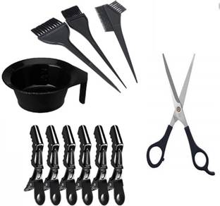 UNNTEESH Hair Dye Brush With bowl, scissor and 6pc sectioning clip Hair Accessory Set