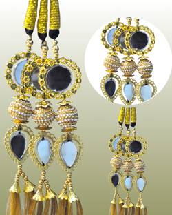 Sunduseva Gold Parandi | Pearl & Mirror Decorated  Accessory Hair Extension