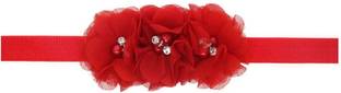 SYGA Baby Girls Hairbands Hair Accessories Three Flower Newborn Toddlers Kids (Red) Head Band