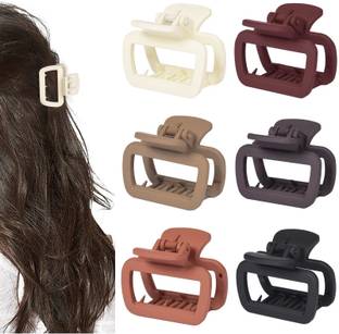 Blubby Square Hair Clutcher Hair Claw Clip for Women Girls (Pack of 6) Hair Claw