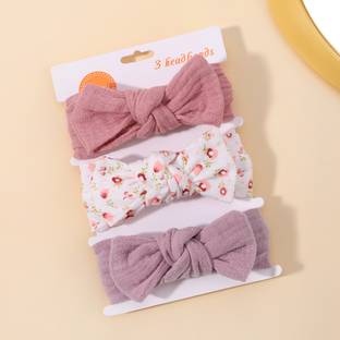 SYGA 3 Pcs Nylon Bow Soft Stretchable Headband for Newborn Infant Toddler Baby Head Band