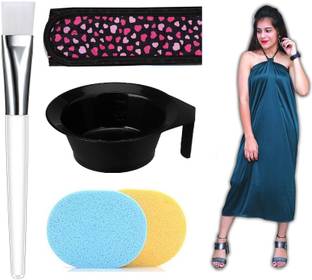 avnish Face Pack Brush Face Cleaning Sponge with Bowl, 1 Pcs Waxing Spa Gown, Facial Head Band
