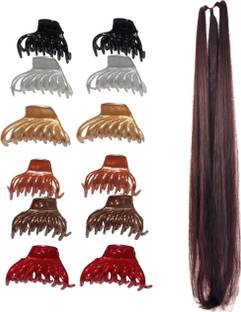 Zintalic 12 Pcs Multicolor Small Clutcher (05) With 1 Ball Choti For Girls & Women Hair Accessory Set