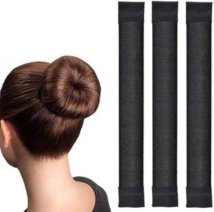 Diversa Hair Bun Maker, Donut Hair, Bun Shaper Hair Tool, Ballet Bun, Black, Pack of 3 Bun