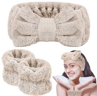 RIYUZONE Spa Head band and Wrist Bands Makeup Face Wash Headband Wristband Set Head Band