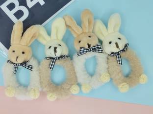 Shivarth 4PCS Cartoon hair bands fur teddy rubber rabbit ponytail holder Hair Band