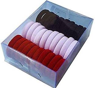 Good World Creation GWC Red,Black & White Elastic Rubber Band for Ladies Rubber Band (Pack of 30) Rubber Band