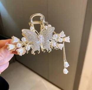 LS ENTERPRISES Metal Rhinestone Butterfly Hair Claw Clips for Women & Girls, Hair Accessories Hair Claw