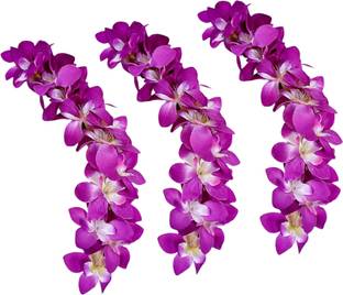 MICLAC Gajra orchid purple flower for girls- Pack Of 3 Hair Accessory Set