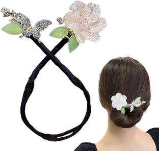 HONEY ACCESSORIES 1Pcs Camellia Flower Hair Bun Maker,Lazy Hair Curler for Women Ladies Girls Bun Clip