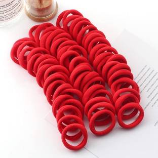 Hivata Hair Rubber Band Thick & Thin Elastic Hairband for Girl & Women Red Color 30pc Rubber Band