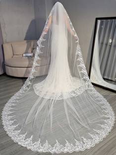 UNIQUE BRIDAL wedding veil sequence lace 3.5 meter long 2 tier with comb Hair Accessory Set