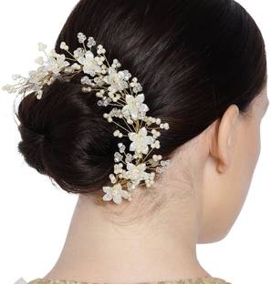 Kaima Latest Tiara Artificial Crystal Bridal Wedding Hair clip juda pin Hair Accessory Bun Clip