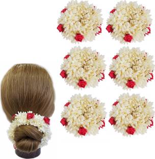 Kaima New Artificial Flower Juda Bun Gajra Hair Flower Gajra (pack of 6) Bun Clip