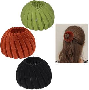Fezzalo 3 Pcs Bird Nest Magic Hair Clip/ Bun Clip Valvet/ Expandable Hair Bun Maker Bun Clip