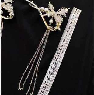 ASG 1Pcs Rehinestone Butterfly French Design Long Tassel Chain Twist Banana Clip Banana Clip