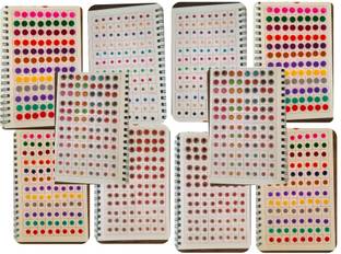 pinaki 960 Bindi Spiral Booklet Multicolor Different Sizes Velvet Plain Stone Bindi Hair Tattoo/Sticker