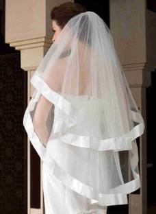UNIQUE BRIDAL 2 Tier cathedral veil for women 1.5 meter Bun
