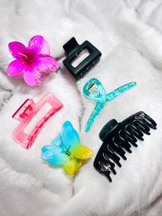 Alucia Hair Claw Clip Clutcher Accessory Combo Set For Girls And Women 6PCS Hair Claw
