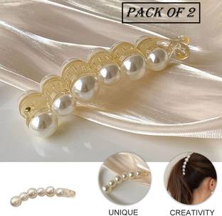 Kaima Pearl Hair Clip Banana Clips Ponytail Holder Banana Clip Banana Clip